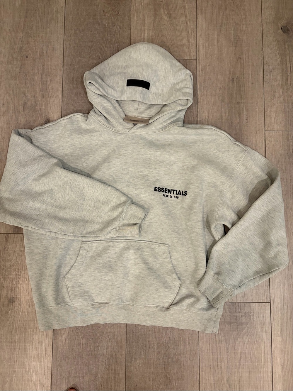 Essentials Light Gray Men’s Hoodie with Chest Logo